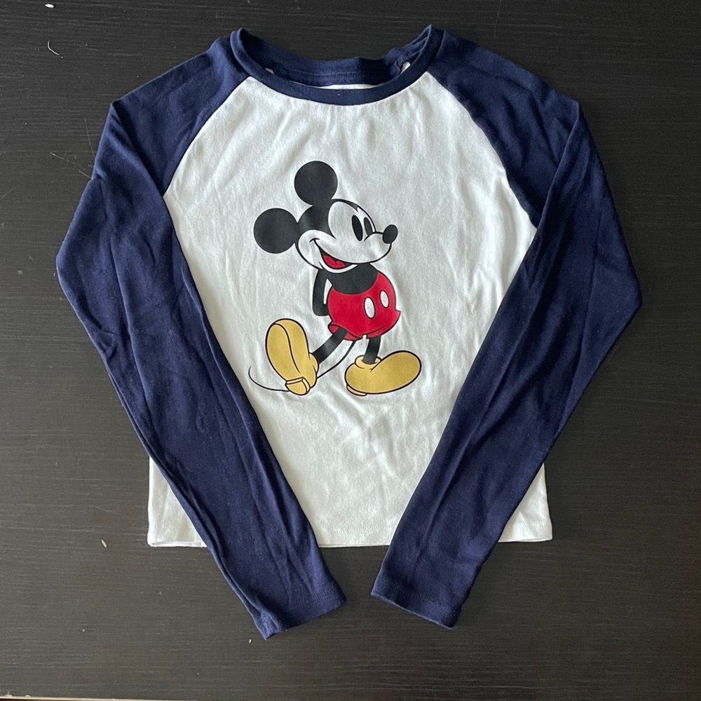 Disney Mickey Mouse Long Sleeve Shirt - Navy and White